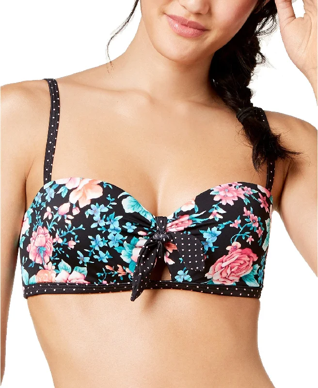 Sundazed Women's Mixed-Print Bra-Sized Bikini Top, Black Multi, 32D