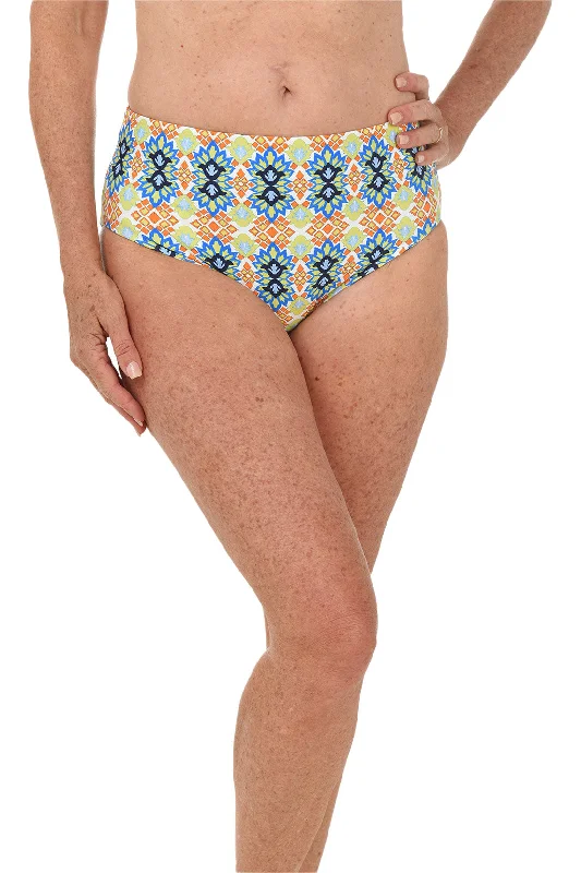 Grecian Tile Reversible High-Waist Swim Brief