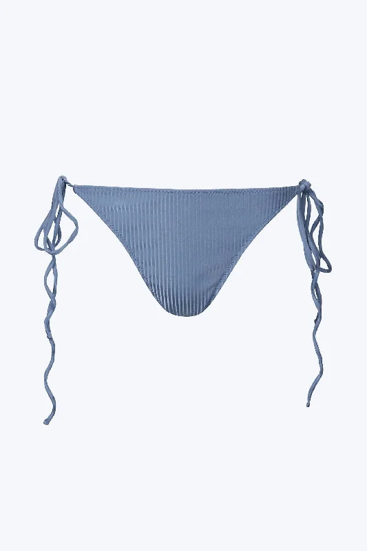 Zeus Ribbed String Bikini Bottom In Cerulean Blue