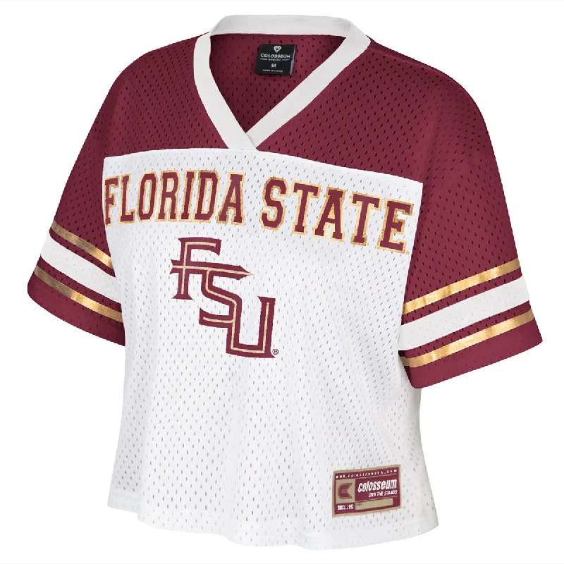 Colosseum Women's Florida State/Stacked FSU Football Jersey - White/Garnet