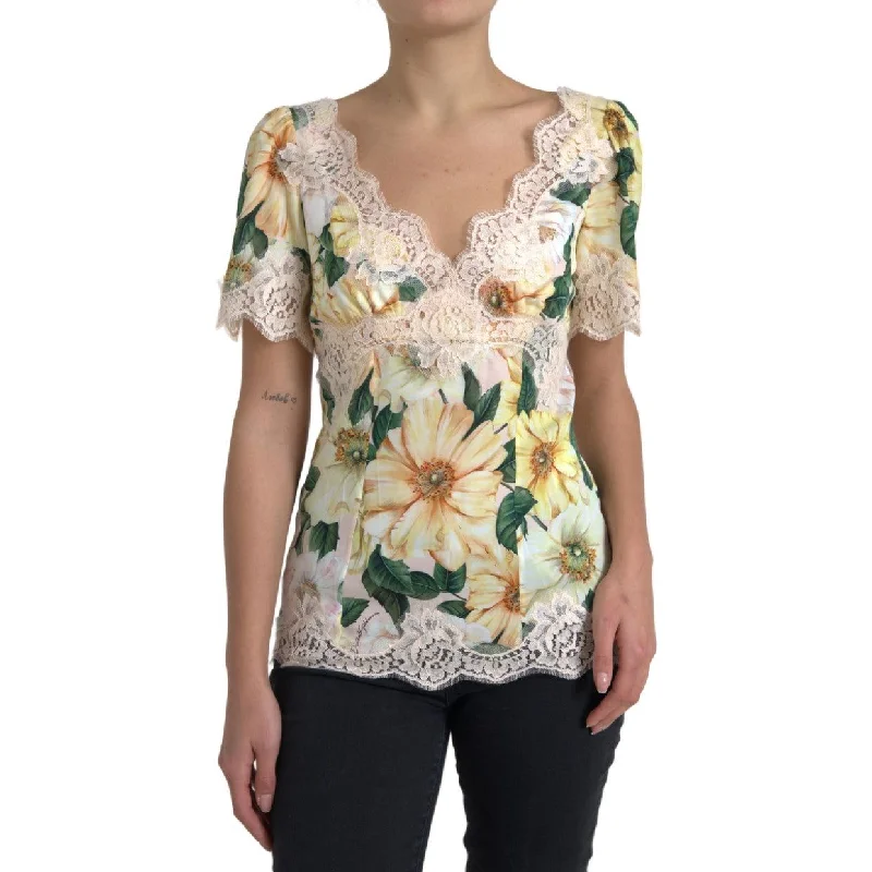 Dolce & Gabbana Elegant Floral Print Silk Blouse