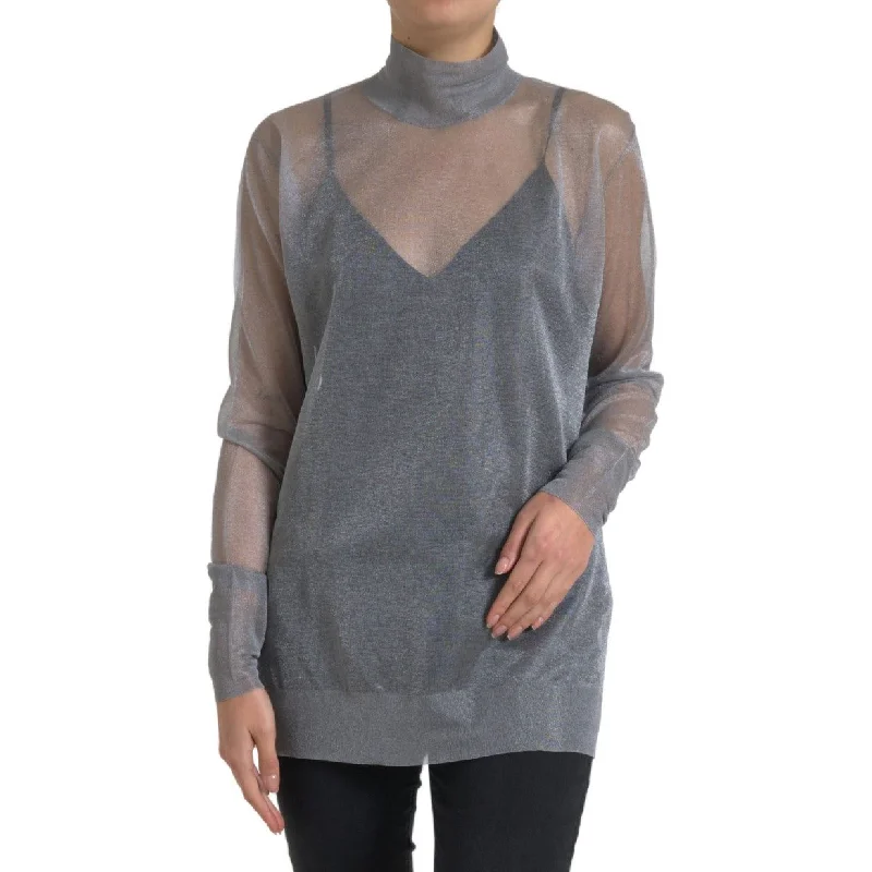 Dolce & Gabbana Elegant Gray Long Sleeve Mesh Top