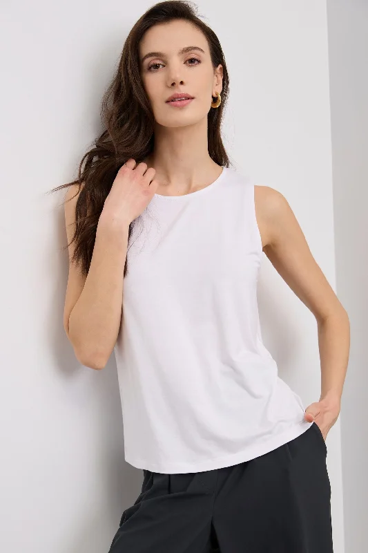 Sleeveless top with back bow and lace details