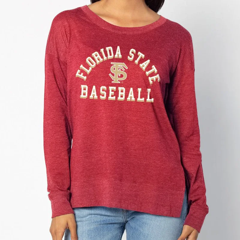 UG Apparel Women's Florida State FS Baseball Design Long Sleeve Tunic - Garnet