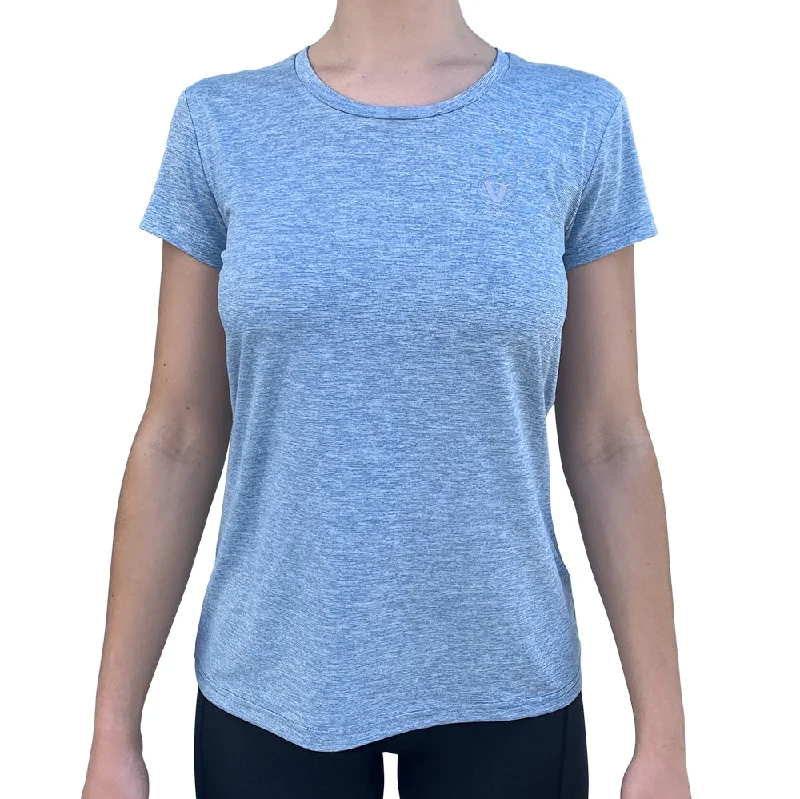 Womens UV Performance Tech Tee- Heather Blue