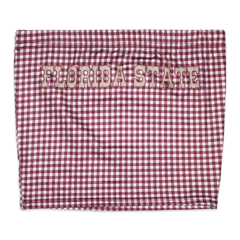 ZooZatz Women's Florida State Gingham Tube Top - Garnet/White