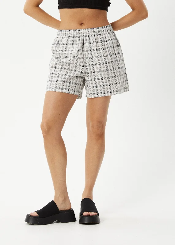 AFENDS Womens Leo - Organic Seersucker Boxer Shorts - Black / White