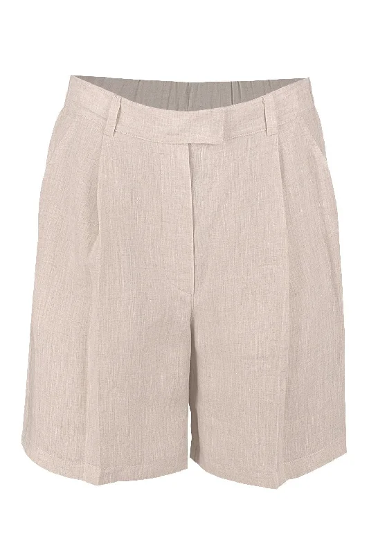 Single Pleated Shorts - Natural