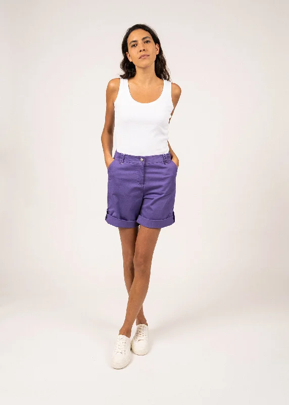 Marie plain shorts - in cotton (VIOLET)