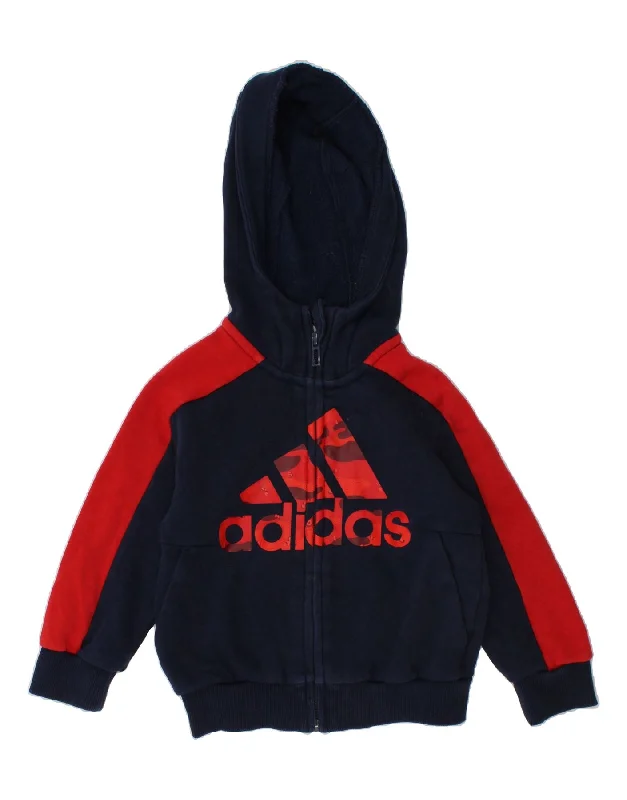 ADIDAS Baby Boys Graphic Zip Hoodie Sweater 18-24 Months Navy Blue