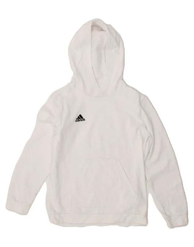 ADIDAS Boys Hoodie Jumper 11-12 Years White Cotton