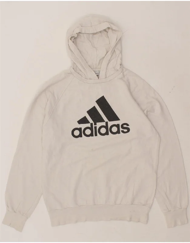 ADIDAS Mens Graphic Hoodie Jumper UK 36/38 Small White Cotton