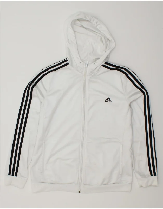 ADIDAS Womens Zip Hoodie Sweater UK 20/22 XL White Polyester