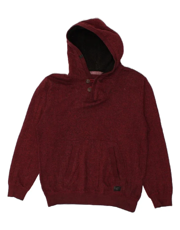 BILLABONG Mens Hoodie Jumper Large Burgundy Cotton