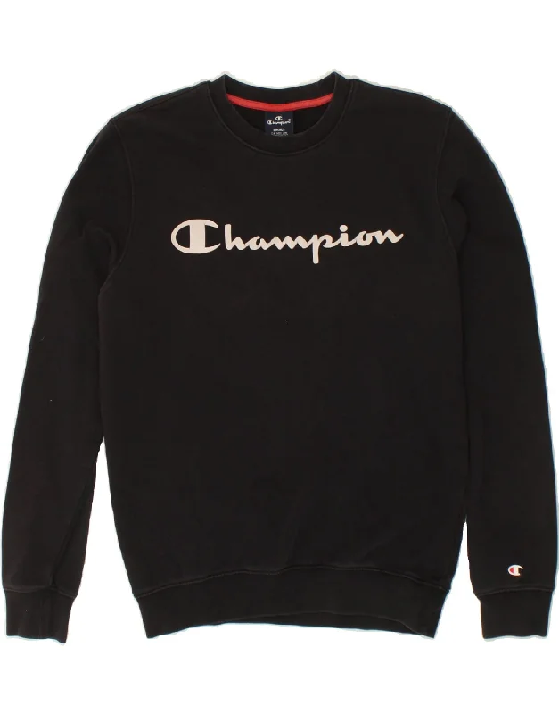 CHAMPION Mens Graphic Sweatshirt Jumper Small Black Cotton