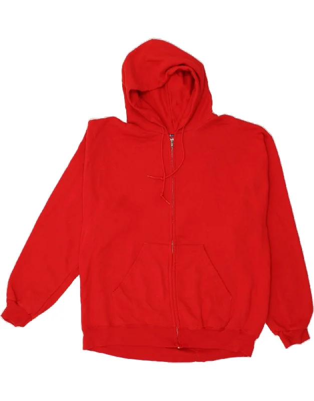 CHAMPION Mens Zip Hoodie Sweater XL Red Cotton