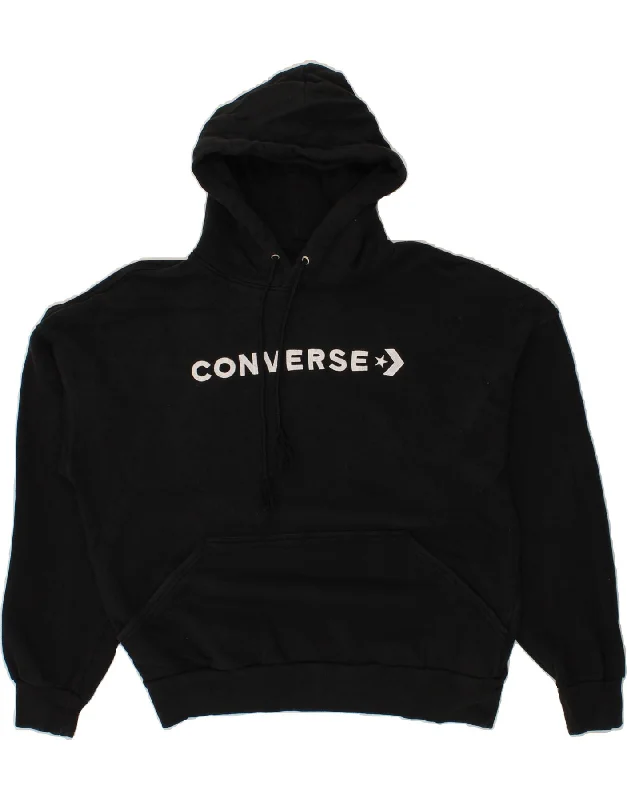 CONVERSE Mens Graphic Hoodie Jumper Medium Black Cotton