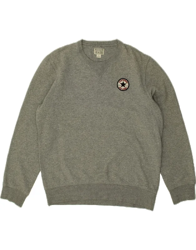 CONVERSE Mens Sweatshirt Jumper Large Grey Cotton