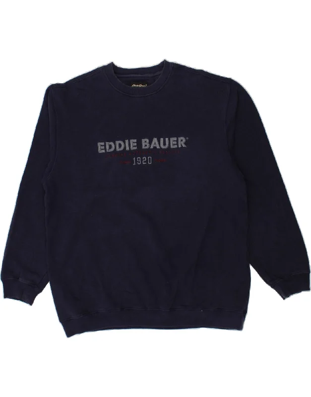 EDDIE BAUER Mens Graphic Sweatshirt Jumper XL Navy Blue Cotton