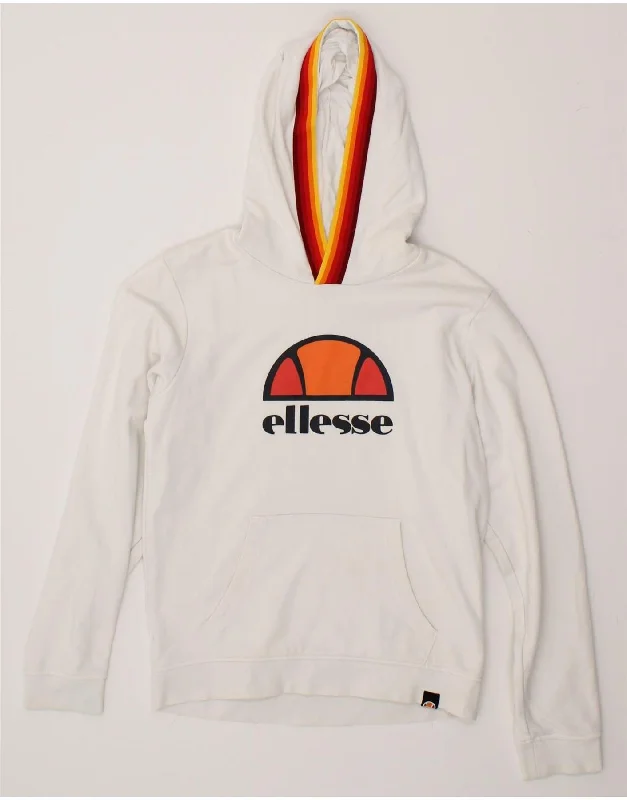 ELLESSE Girls Graphic Hoodie Jumper 11-12 Years White Cotton