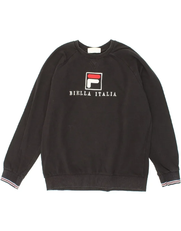 FILA Mens Graphic Sweatshirt Jumper Small Black Cotton