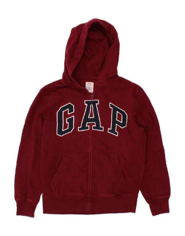 GAP Boys Graphic Zip Hoodie Sweater 14-15 Years XL Burgundy Cotton