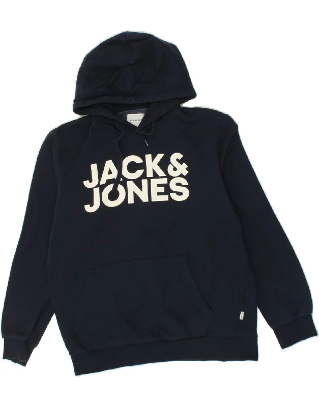 JACK & JONES Mens Graphic Sweatshirt Jumper Large Navy Blue Cotton