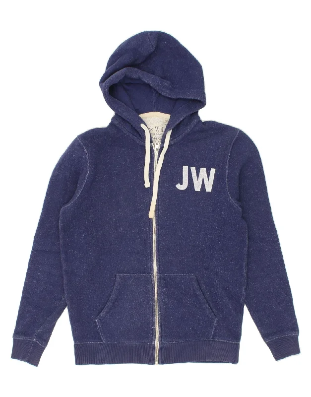 JACK WILLS Mens Graphic Zip Hoodie Sweater XS Navy Blue Flecked Cotton