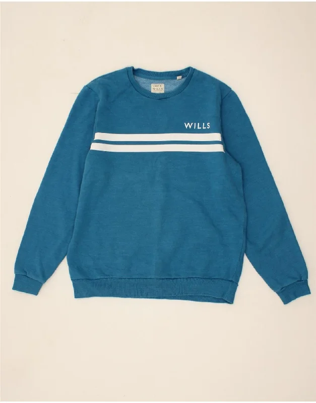 JACK WILLS Mens Sweatshirt Jumper Medium Blue Striped