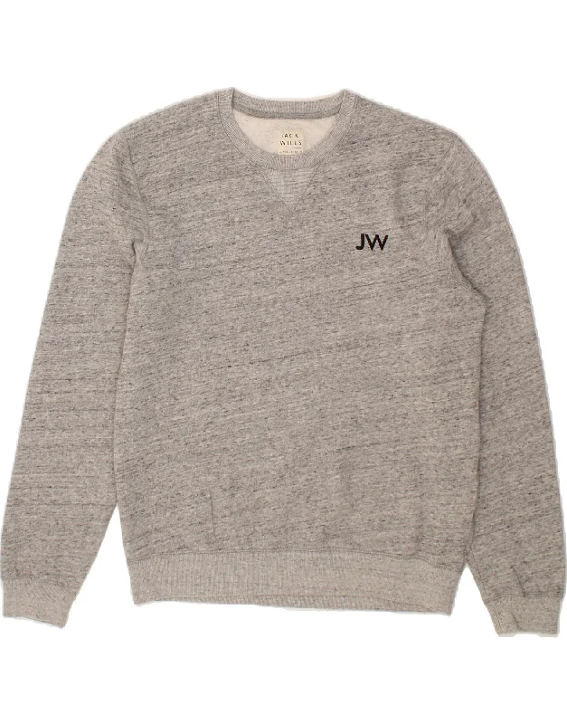 JACK WILLS Mens Sweatshirt Jumper Medium Grey Flecked Cotton