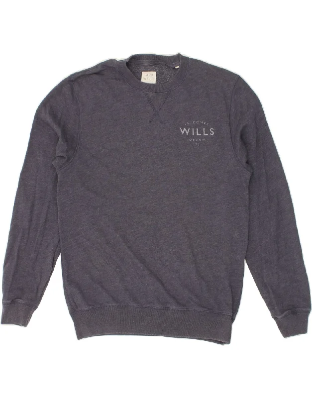 JACK WILLS Mens Sweatshirt Jumper Small Navy Blue Cotton