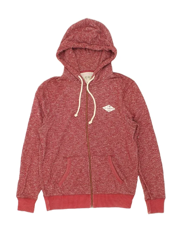 JACK WILLS Mens Zip Hoodie Sweater Small Red Flecked Cotton