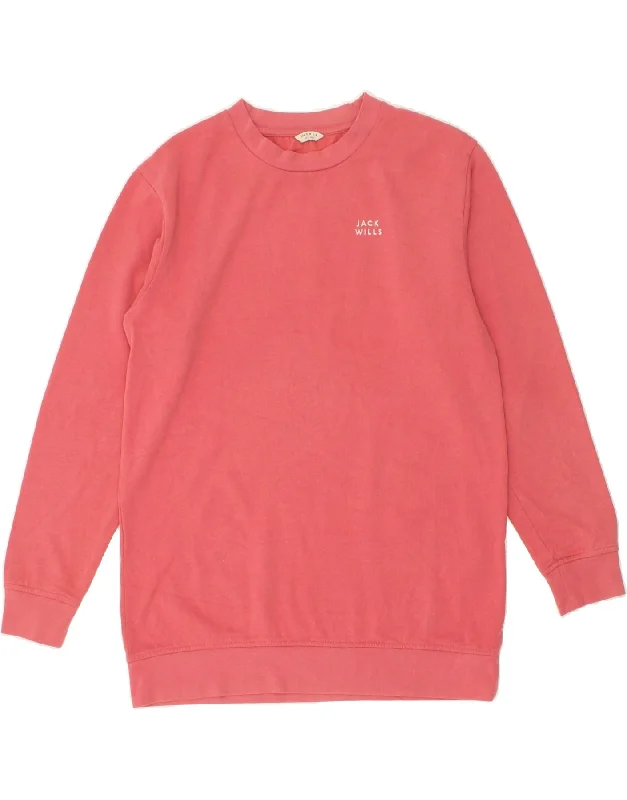 JACK WILLS Womens Oversized Sweatshirt Jumper UK 10  Small Pink Cotton