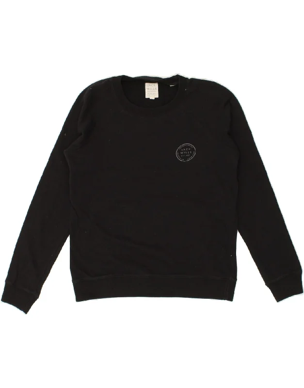 JACK WILLS Womens Sweatshirt Jumper UK14 Large Black Cotton