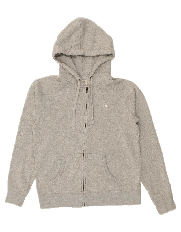 JACK WILLS Womens Zip Hoodie Sweater UK 14 Large  Grey Cotton