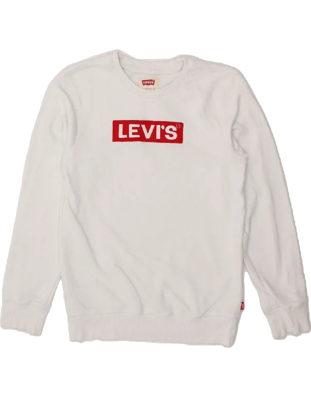 LEVI'S Boys Graphic Sweatshirt Jumper 15-16 Years White Cotton