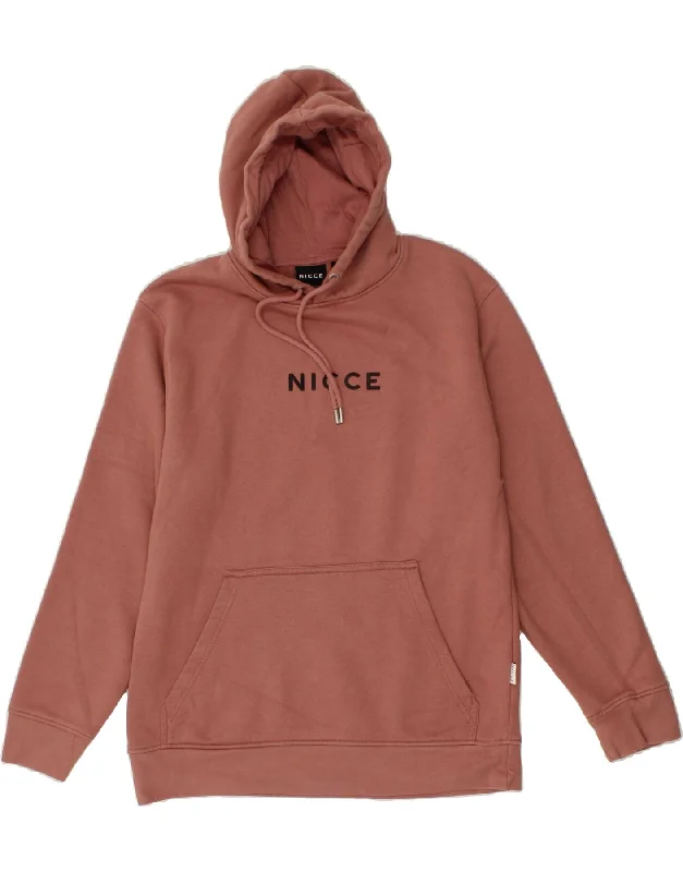 NICCE Mens Graphic Hoodie Jumper Medium Pink Cotton