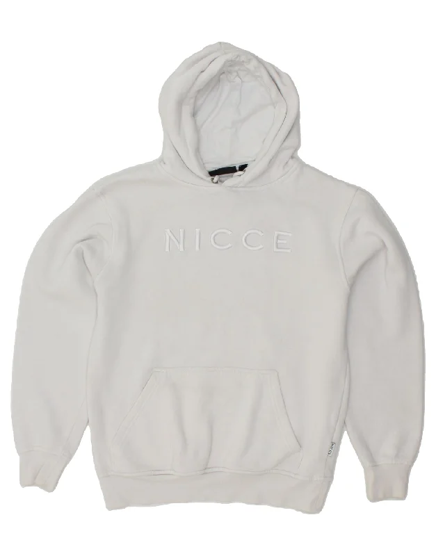 NICCE Mens Graphic Hoodie Jumper XS White Cotton