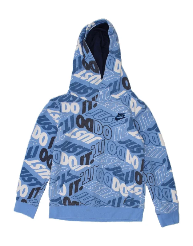 NIKE Boys Graphic Zip Hoodie Sweater 6-7 Years Large  Blue Cotton