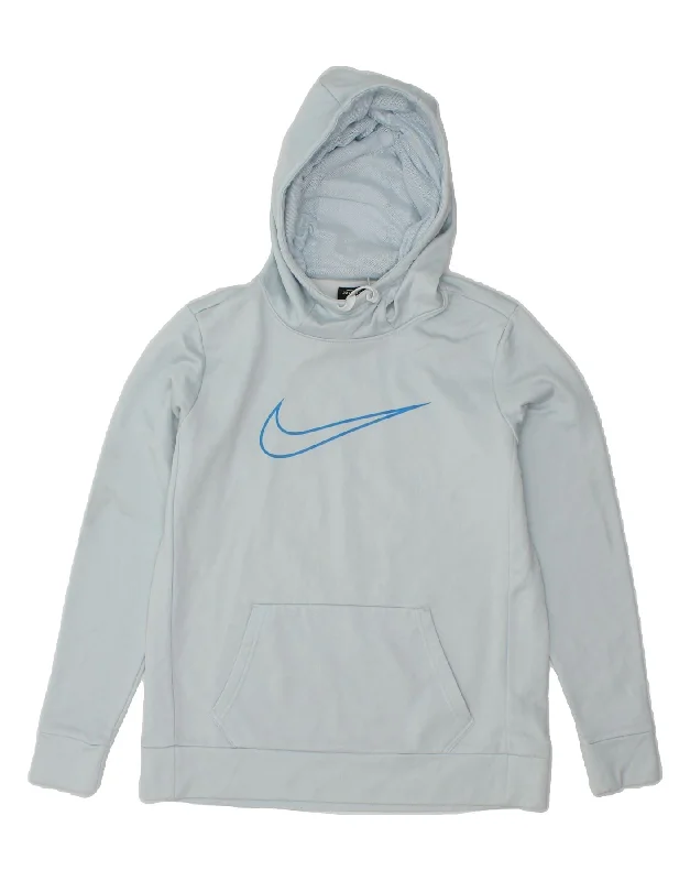 NIKE Mens Dri Fit Graphic Hoodie Jumper Medium Blue Polyester