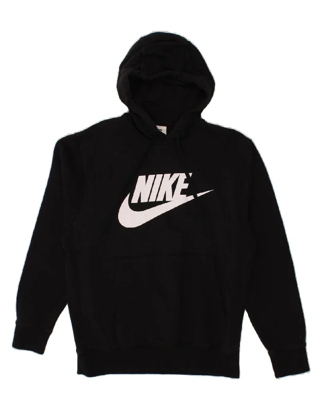 NIKE Mens Graphic Hoodie Jumper Medium Black Cotton