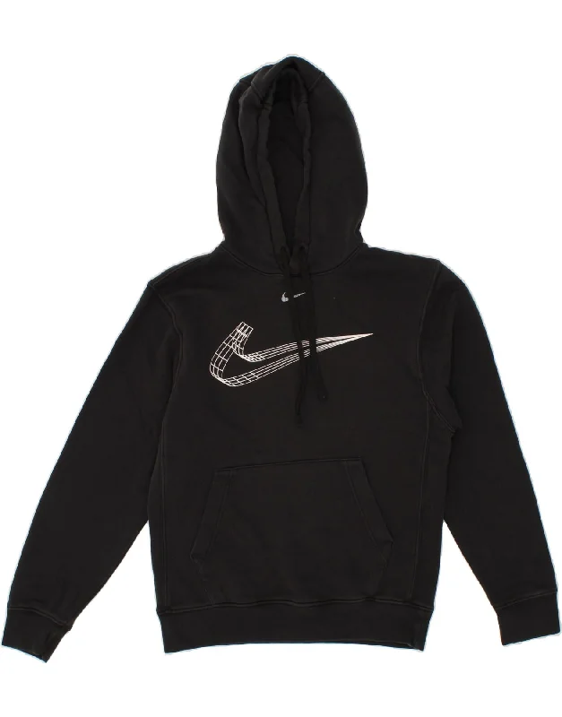 NIKE Mens Graphic Hoodie Jumper XS Black Cotton