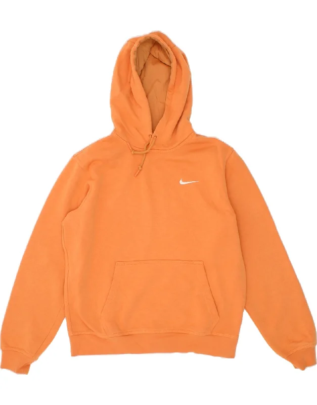 NIKE Mens Hoodie Jumper Medium Orange Cotton