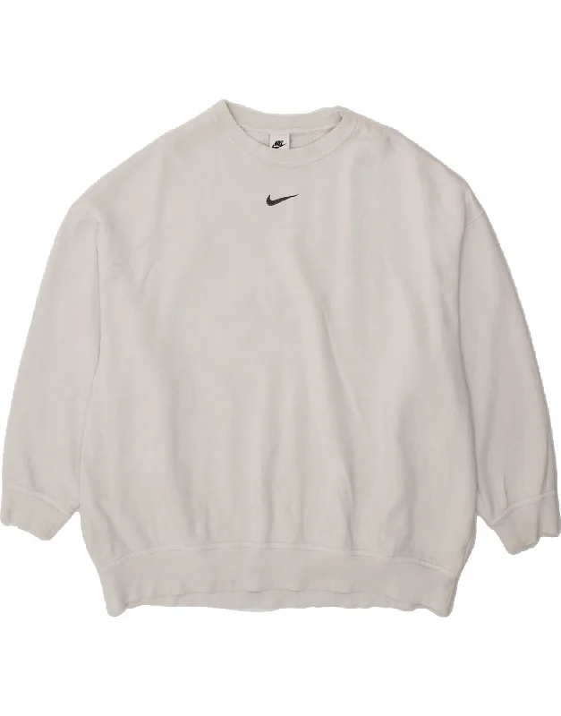 NIKE Mens Loose Fit Sweatshirt Jumper Medium White Cotton