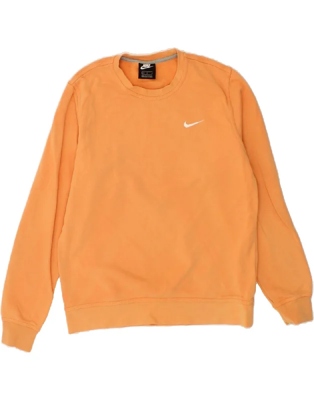 NIKE Mens Sweatshirt Jumper Large Orange Cotton