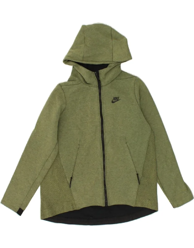 NIKE Mens Zip Hoodie Sweater Small Green Cotton