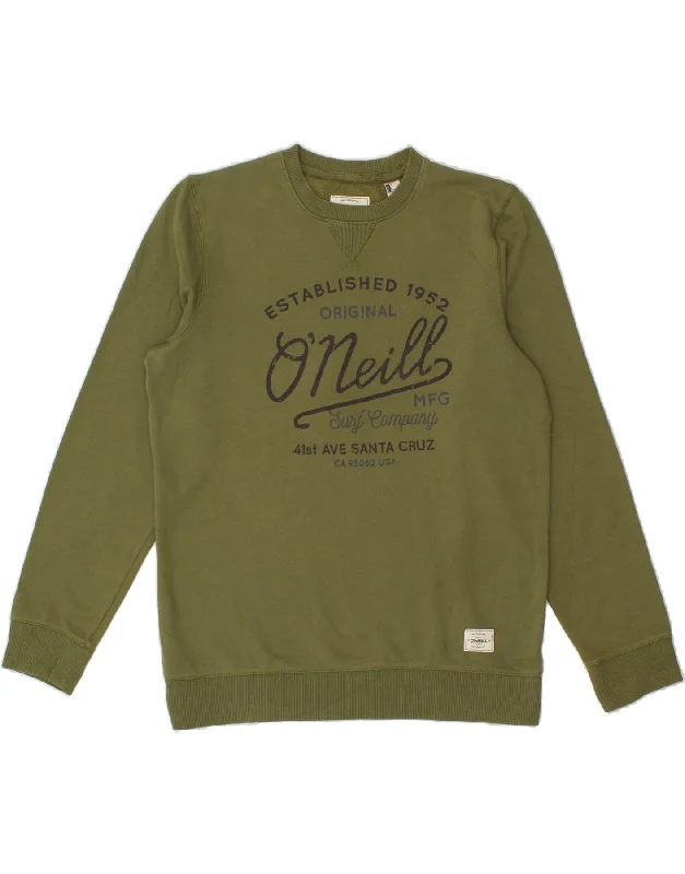 O'NEILL Mens Graphic Sweatshirt Jumper Small Green Cotton