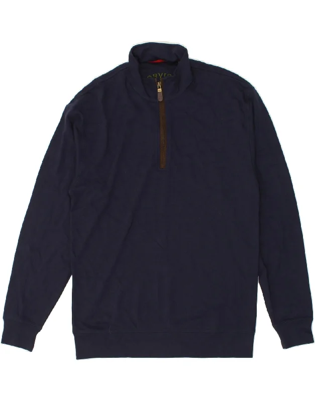 ORVIS Mens Zip Neck Sweatshirt Jumper Medium Navy Blue Cotton