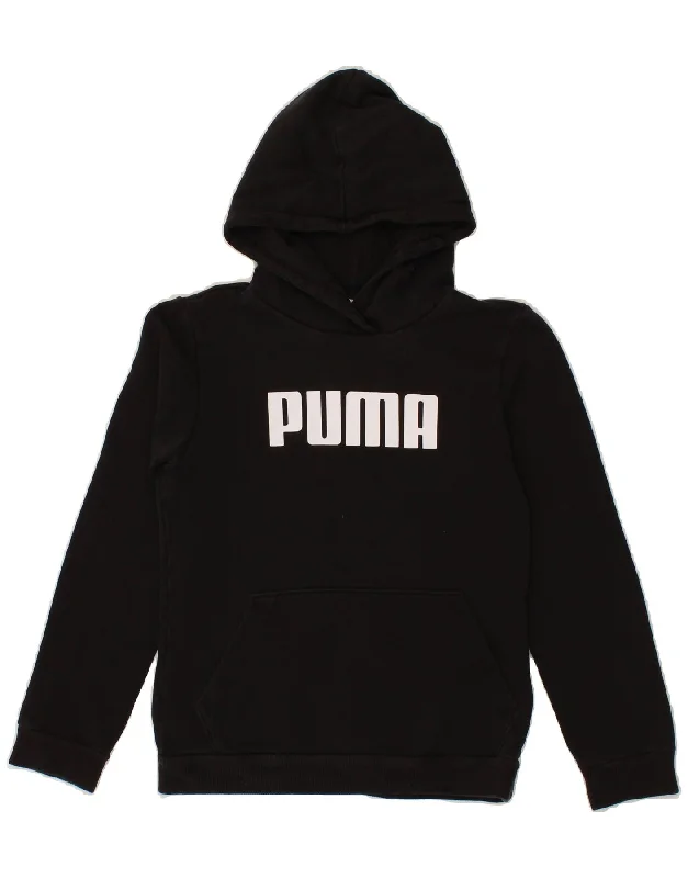 PUMA Boys Graphic Hoodie Jumper 11-12 Years Black Cotton