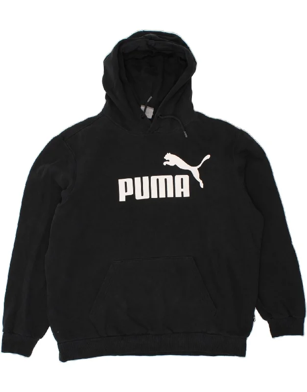 PUMA Mens Graphic Hoodie Jumper Large Black Cotton